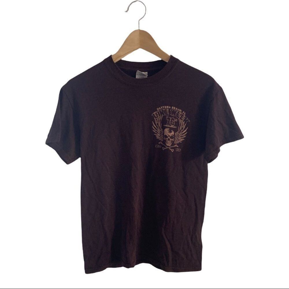 2017 motorcycle biker Daytona beach skull brown shirt in a size small!